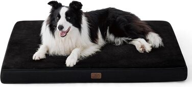 BEDSURE Orthopedic Dog Bed - Large Dogs - 89x56x8cm Washable Dog Bed with 2 in 1 Memory Foam, Cozy Dog Mat Dog Mattress, (L 89 x W 56 x H 8 cm, Black)