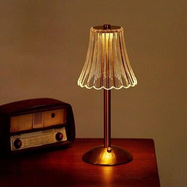 Бездротова LED-лампа настільна з акумулятором, диммер, нічна/настільна лампа для вітальні, спальні, 3 кольори, золота (квіти)