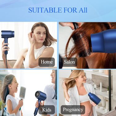 loevely Pink 2400W Ionic Hair Dryer - Fast Drying, Diffuser & Concentrator Nozzle, Constant Temperature, Professional Hair Dryer for Home & Salon Use (Blue)