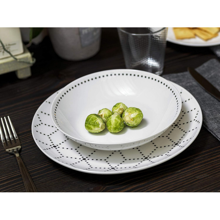 Сервіз Tognana Graphic, 18 предметів, для 6 осіб, порцеляна, білий