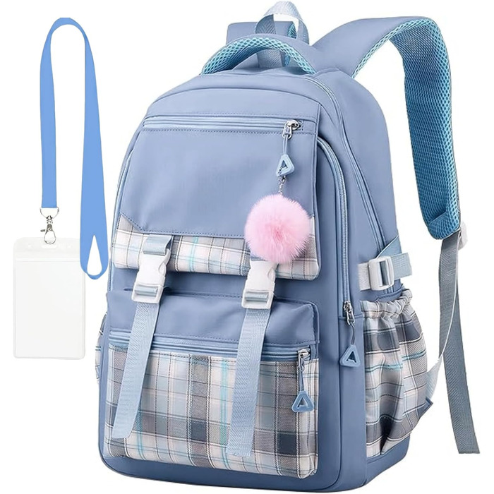Стильний рюкзак для підліток та жінок, 17 л, легкий, з відділенням для ноутбука, для подорожей, навчання та роботи (блакитний)
