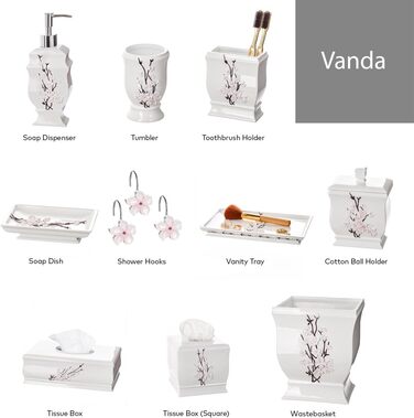 Набір аксесуарів для ванної кімнати Creative Scents – 4 предмети (дозатор мила, тримач для зубних щіток, чашка, мильниця) з декором 'Квітка вишні'