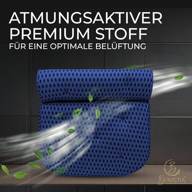 Bath Pillow incl. Wash Bag - Ultimate Comfort and Relaxation with Latest Air Mesh Technology - Bath Cushion for Bathtub with 7 Strong Suction Cups - Neck/Head Pillow (dark blue)