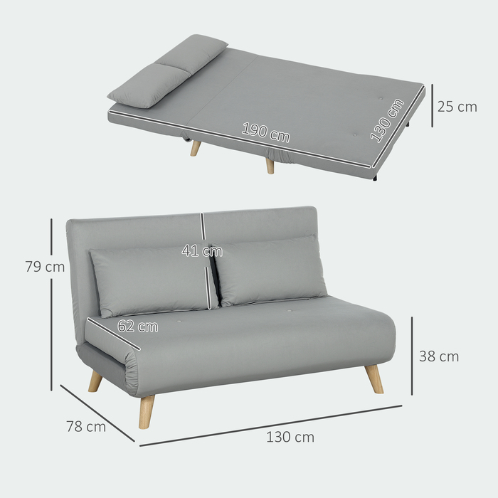 HOMCOM Sleeper Chair, Folding Bed with Bed Function, Lumbar Pillow, Folding Recliner with Velvet Look, Adjustable Backrest, Holds up to 250 kg, for Living Room Grey | Aosom