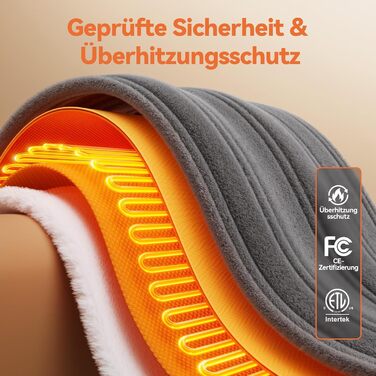 Електрична гріюча ковдра з 9 зон нагріву, таймером та функцією пам'яті, 160x120 см. Двостороння фланель та штучне хутро. Для 1 особи/дивану