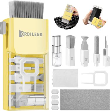 Набір для чищення клавіатури та гаджетів Ordilend: щітка, спрей для iPhone, iPad, ноутбука, ПК, монітора