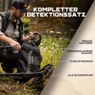 Металодетектор Minelab X-Terra Voyager - професійний, для дорослих, водонепроникний, 4 режими, з навушниками, рюкзаком та шукачем. (Ліс, Зелений)