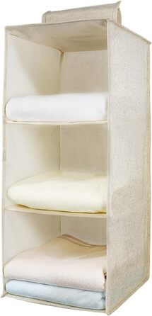 Органайзер для шафи AiQInu з 3 відділеннями, бамбуковий, бежевий (Medium)