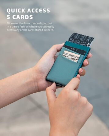 VULKIT Картодзеркало RFID NFC захист, чоловіче портмоне з відділом для грошей, міні-кардхолдер, 5-7 карт, банкноти (Смарагдовий зелений)
