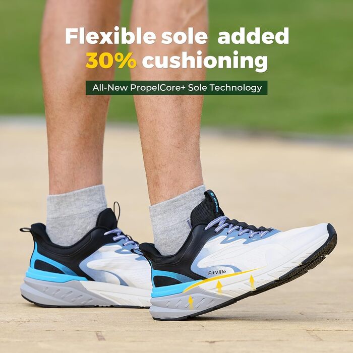 Чоловічі кросівки для ходьби FitVille Extra Wide (широкі) – біло-сірі, 42 EU. Зручні, дихаючі, з амортизацією, для широкої стопи. Ідеальні для ходьби, бігу та фітнесу.