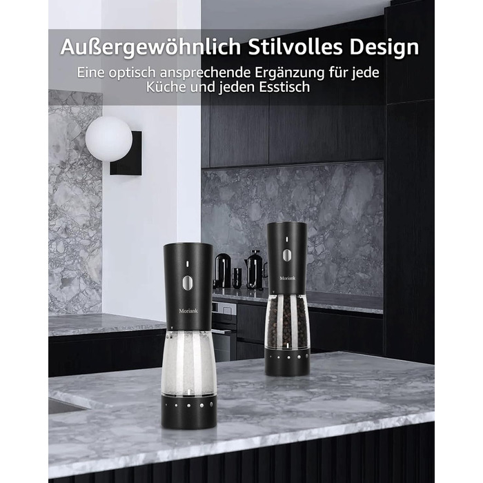 Electric Salt and Pepper Grinder Set of 2, USB Rechargeable Stainless Steel Electric Pepper Grinder with Adjustable Coarseness, Large Capacity, Elegant Storage Base
