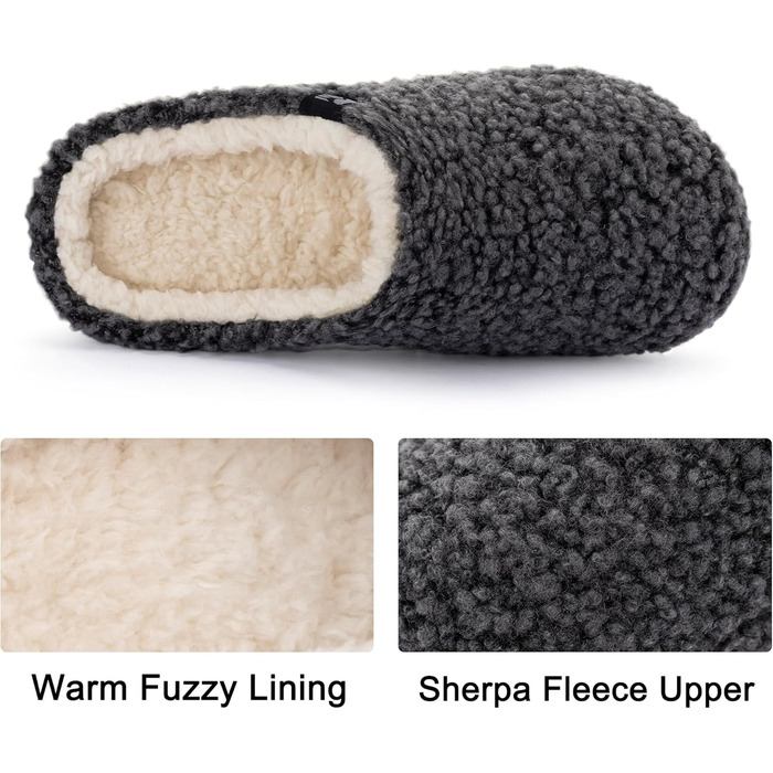 Тапочки халатні жіночі RockDove з штучного хутра Sherpa, сіро-темного кольору (42/43 EU)