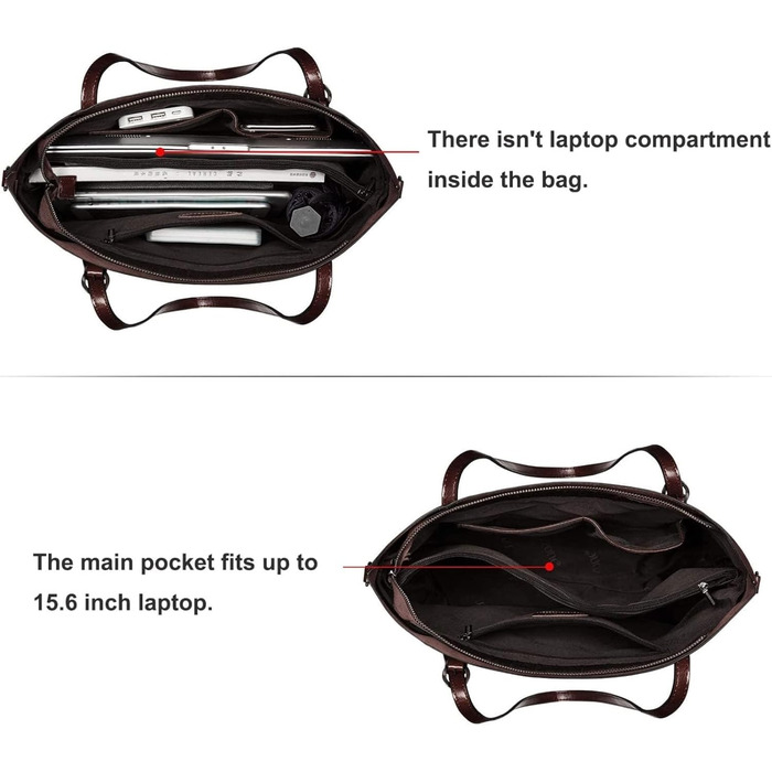 Сумка жіноча S-ZONE 3 в 1 з натуральної шкіри (яловичина) для ноутбука та документів, велика шопер-сумка, крос-боді, сумка-месенджер (Коричнева)