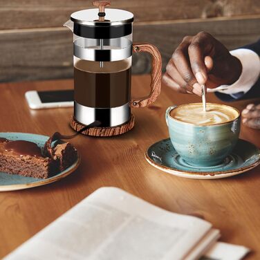 Френч-прес для кави та чаю, 1000 мл, нержавіюча сталь, термостійке скло