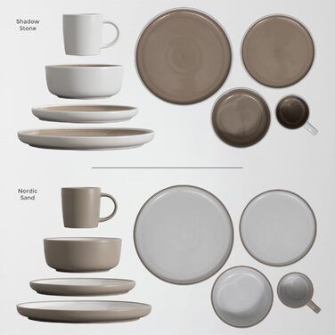 Сервіз Hausfelder для 8 осіб (32 елементи) з каменю Shadow Stone – тарілки, миски, чашки. Сервіз з кераміки, стійкий до миття в посудомийній машині