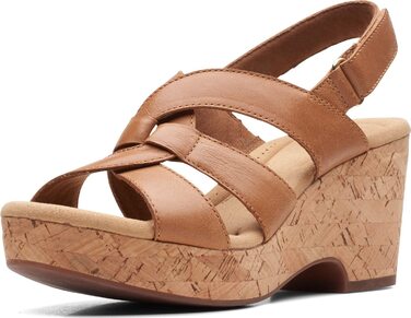 Босоніжки жіночі Clarks Giselle Beach з натуральної замші на танкетці, колір світло-коричневий, розмір 42.5 EU