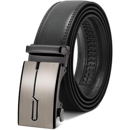 Чоловічий шкіряний ремінь WERFORU з автоматичною пряжкою, регульований, 3.5 см, для костюма та джинсів, E-чорний, 145 см (обхват талії 105-125 см)