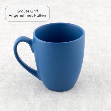 Large Coffee Mug Set – Coffee Cups made of high-quality and sturdy ceramic, large handles, large mugs (Pale Blue, Set of 6)