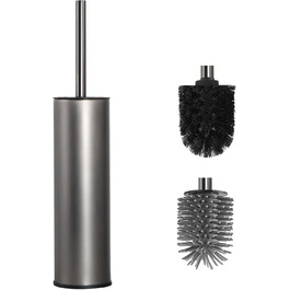 Підлогова щітка для унітазу Dazi металева сіра з 2 щітками для глибокого очищення та захистом від бризок та засмічення