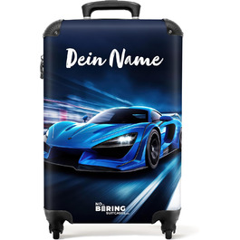 Дитячий валіза-роликовий колірний з ініціалами та іменем, 55x40x20см - валіза для ручної поклажі, валіза для хлопчиків, легкий, з принтом 'Ренн-авто'