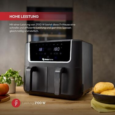 Фритюрниця SwissHome SH-6931 DOPPEL Luft 6л, 2100W, 6 програм, срібляста