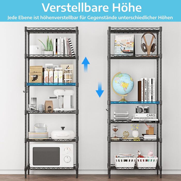 Himimi Regal - 6-Tier Wire Shelving Unit - 54x29x160cm