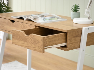 Прямокутний письмовий стіл Mebel-Partner 100 x 45 x 75 см, білий/золотий дуб