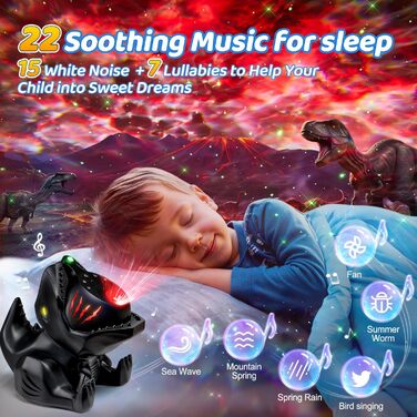 LED Starry Sky Projector, Northern Lights Lamp with 18 Lighting Modes, Night Light Sleep Aids, 15 Sound Machine, Northern Lights Lamp with Remote Control, Timer, Starry Sky Projector for Kids, Adults, Party & Decoration (Black)