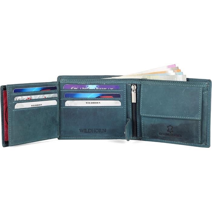 Чоловічий шкіряний гаманець WildHorn Antlers Hunter Blue