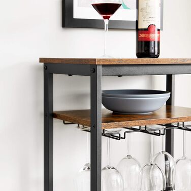 VASAGLE Wine Rack for 20 Bottles, Wine Shelf, with Glass Holder, for Cellar, Kitchen, Dining Room, Industrial Style, 50 x 32 x 100 cm, Rustic Brown and Black LWR020B01