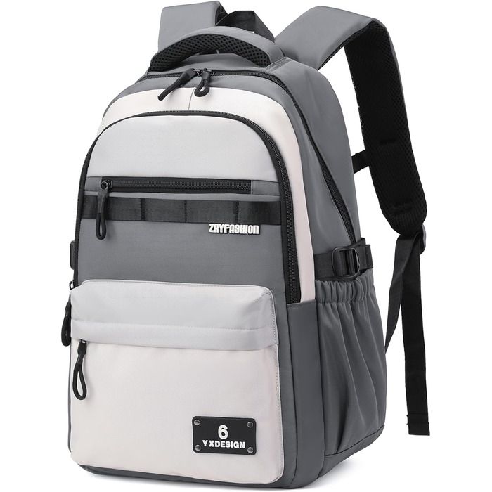 Шкільний рюкзак для підлітків, хлопчиків, 2025. Водовідштовхуючий рюкзак для старшої школи, гімназії. Підходить для ноутбука 15.6', звичайний дизайн (сірий)