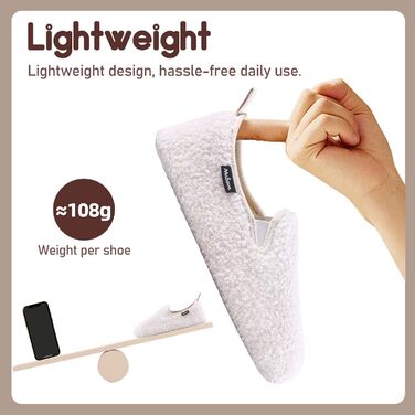 Тапочки жіночі зимові теплі з піною Memory Foam та антиковзною підошвою, 38/39 EU, білі