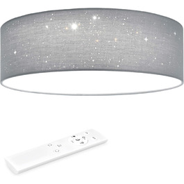 Navaris LED Ceiling Light - Dimmable Color Temperature Change Remote Control - 22W Starry Sky - Living Room Lamp Bedroom Ceiling Lamp Children's Room Lamp Ceiling (32cm, Light Grey)