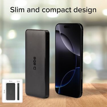 Power Bank SBS Slim 20000 mAh 100W з LCD-дисплеєм: зарядка для Apple, Samsung, MacBook, iPad, планшетів та ноутбуків