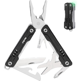 9-in-1 Mini-Multitool with Needle-Nose Pliers, Scissors, SIM Extractor, and Screwdriver - For Travel, EDC, TSA Approved, Blade-Free (Mini Sailor Lite) (Sailor S11-black)