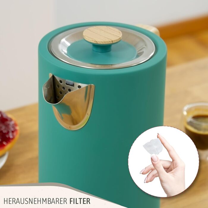 Набір для сніданку Briebe Nordic: тостер на 2 тости з підставою для бургерів та електрочайник 1.7л, 6 режимів підсмажування, зелений