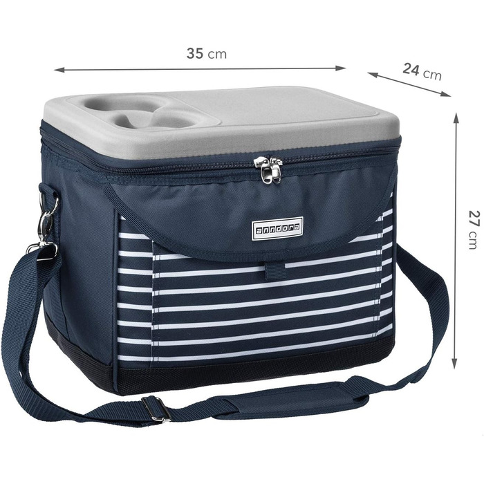 Термосумка Anndora 22 л, 35 x 24 x 27 см, для пікніка, блакитний/білий колір