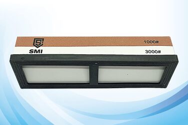 Двосторонній точильний камінь SMI (зернистість 1000/3000) для ножів з тримачем кута та силіконовою підставкою, набір для заточування