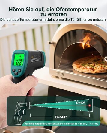 Інфрачервоний термометр ERICKHILL -50℃~800℃: безконтактний лазерний термометр з LCD-дисплеєм, регульований коефіцієнт випромінювання. Підходить для приготування їжі, грилю, заморожування, промисловості