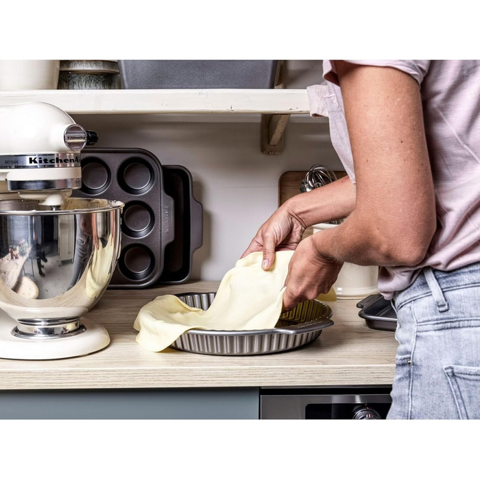 KitchenAid Bakeware Aluminized Steel, PFAS-free, Non-stick coating, 28 cm Quiche pan, freezer-safe, oven-safe up to 230°C, dishwasher-safe, Grey