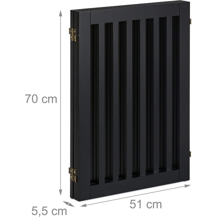 Захисне ворота для собак Relaxdays, 70 x 154 см, 3 панелі, складане, з ніжками, регульоване, чорний MDF