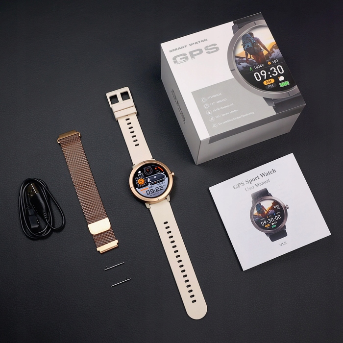 Смарт-годинник JG JGR76 для жінок, AMOLED, GPS, золотий