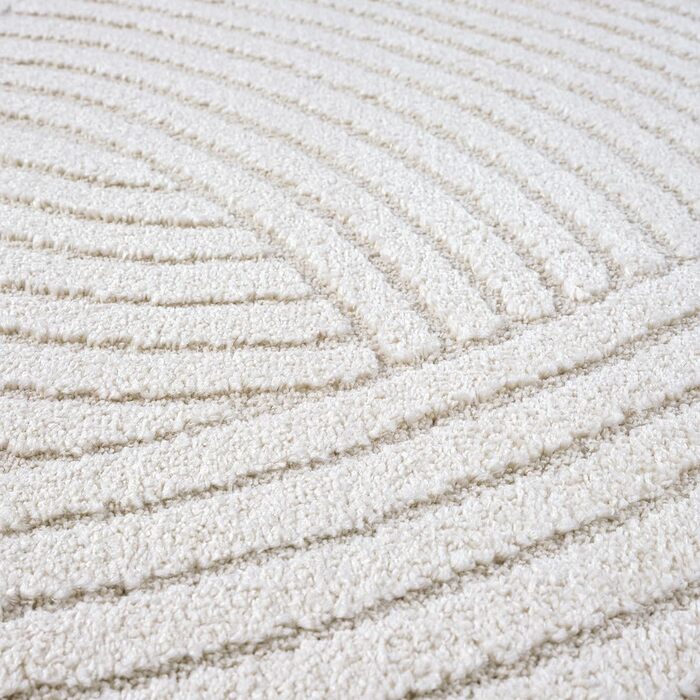 Килим Everest - сучасний короткий ворс для вітальні та спальні з ефектом висоти-глибини, 3D ефект, висока щільність ворсу та приємна м'якість, дизайн Panglao, кремовий (140 x 200 см)