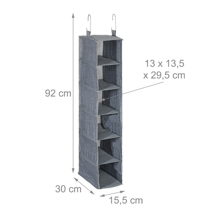 Relaxdays Closet Hanging Shelf with 6 Compartments