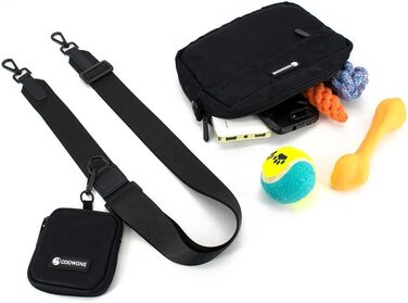 Сумка для ласощів для собак COOWONE, водонепроникна, з інтегрованим диспенсером для відходів, регульована через плече (Чорна)