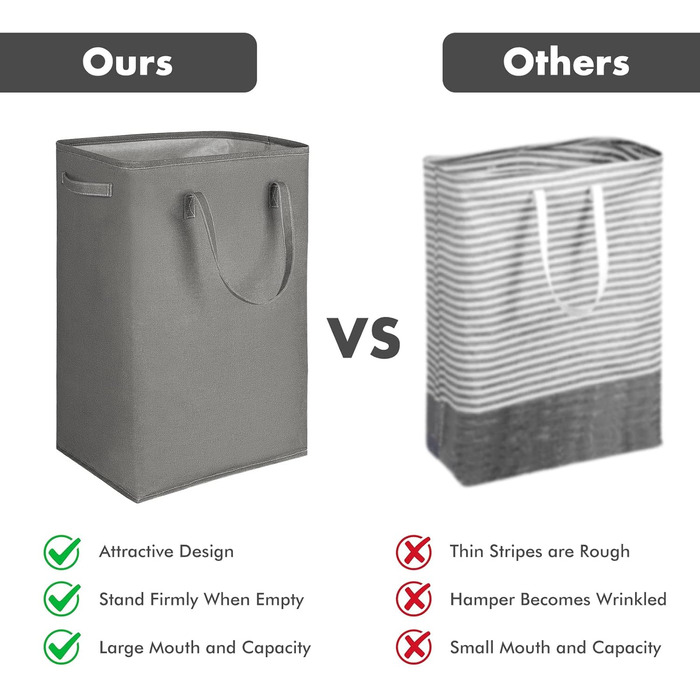 2-Pack 80L Large Laundry Basket, Foldable Laundry Basket/Laundry Bag with Long Reinforced Handles, Freestanding Laundry Basket for Bathroom, Bedroom, Dark Gray, Light Gray