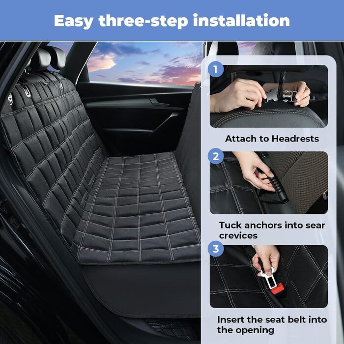 Накидка для собак у машину KYG, 135x147 см, чорна, водонепроникна, захист від подряпин, 4-в-1