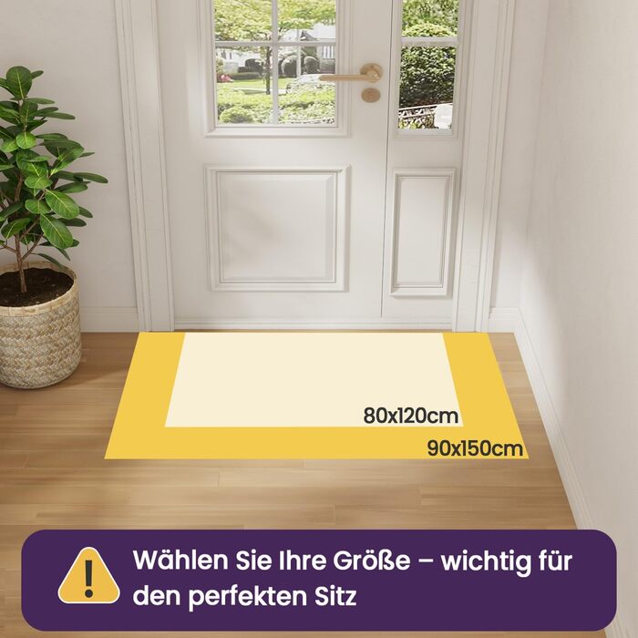 Килимок вхідний DEXI 60x90 см, протиковзкий та абсорбуючий килим для дому, передпокою та тераси, бежевий, можна прати