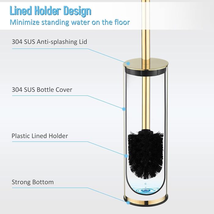 BGL 304 Stainless Steel Toilet Brush Holder (Gold Finish)