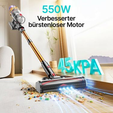 Bergxperten Orizom: Акумуляторний пилосос з автоматичним визначенням пилу | 60 хв роботи | Без мішка | Для килимів, твердих підлог та шерсті тварин | 550 Вт